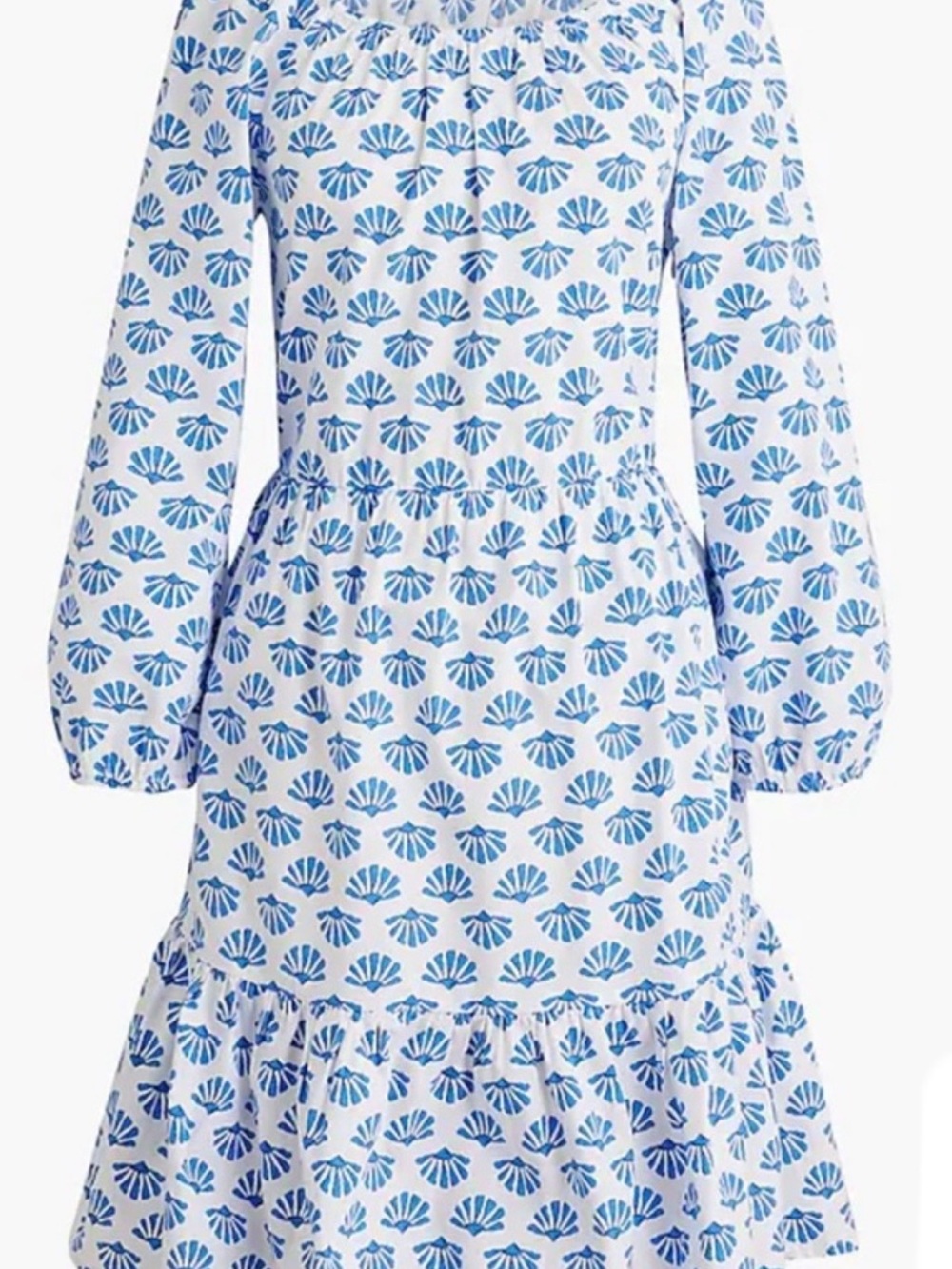 J. Crew 8 White Dress with Blue Shell Motif
